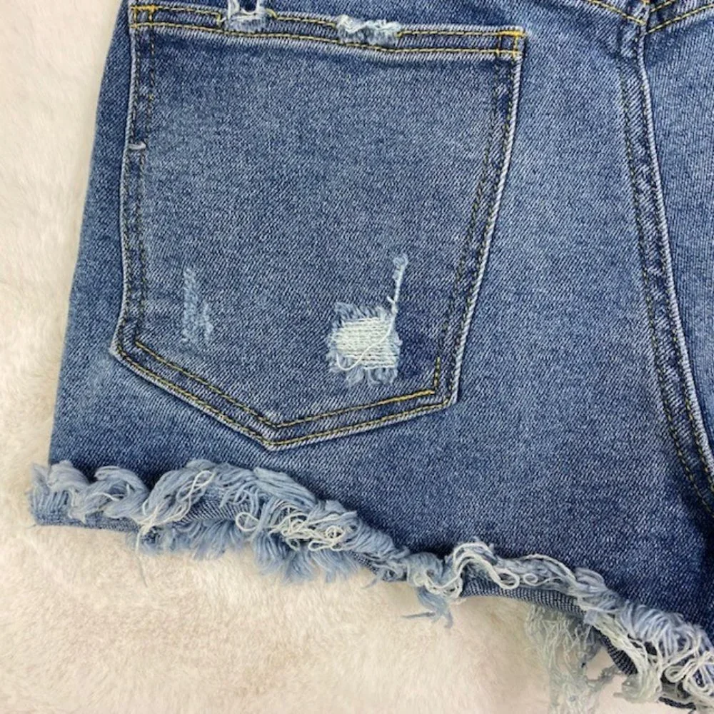 Harper Heritage Distressed Cut Off Denim High-Rise Shorts, size 28‎